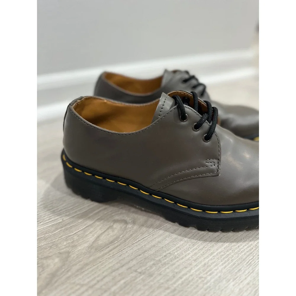 Dr Martens 1461 Bex Khaki Gray Leather Platform Oxford Shoes 27141 Mens 6 Wmn 7